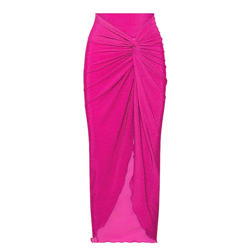 Biquíni Rosa Glamour Manga Longa Crochê -Poderosa