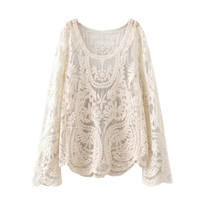 Blusa Manga Longa Renda Floral - Poderosa 