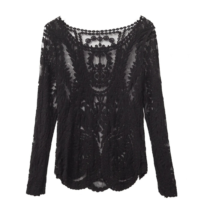 Blusa Manga Longa Renda Floral - Poderosa 