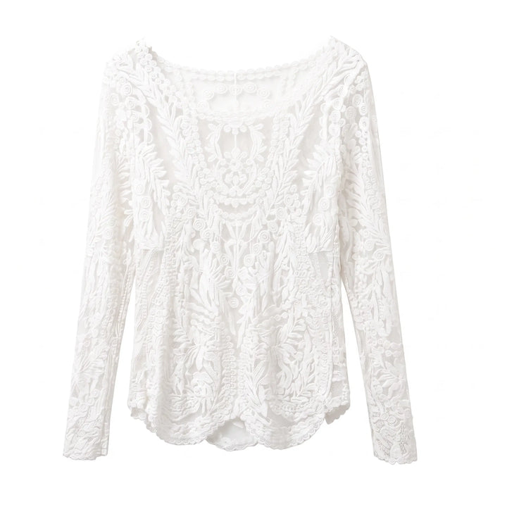 Blusa Manga Longa Renda Floral - Poderosa 