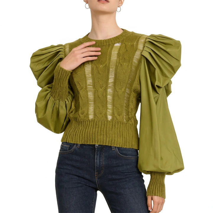 Blusa Tricot Com Manga Bufante - Poderosa 