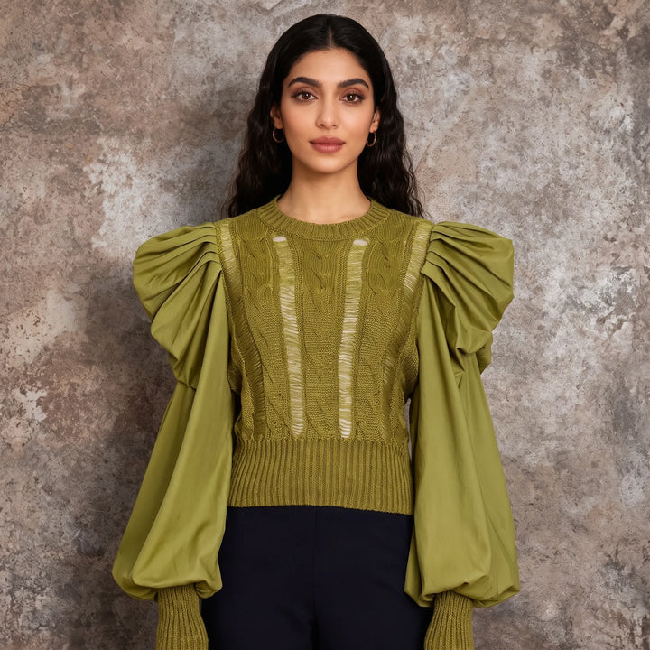 Blusa Tricot Com Manga Bufante - Poderosa 