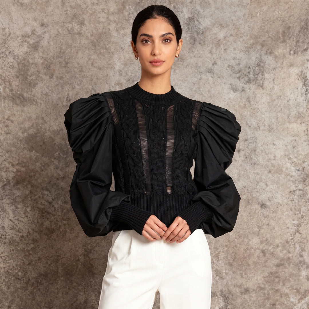 Blusa Tricot Com Manga Bufante - Poderosa