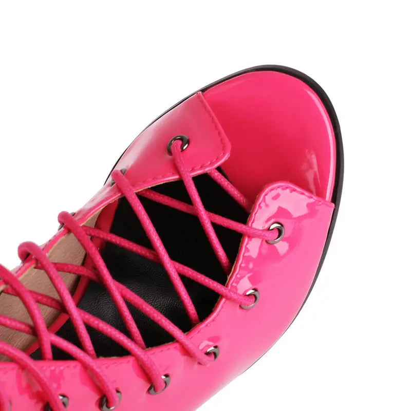 Bota Over The Knee Pink Com Amarração