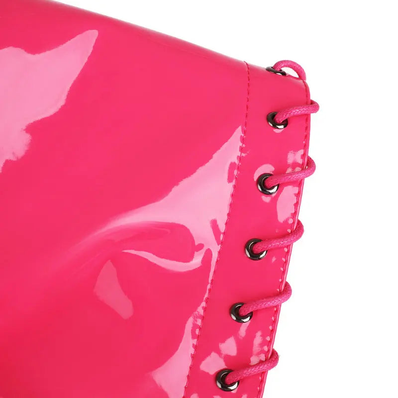 Bota Over The Knee Pink Com Amarração