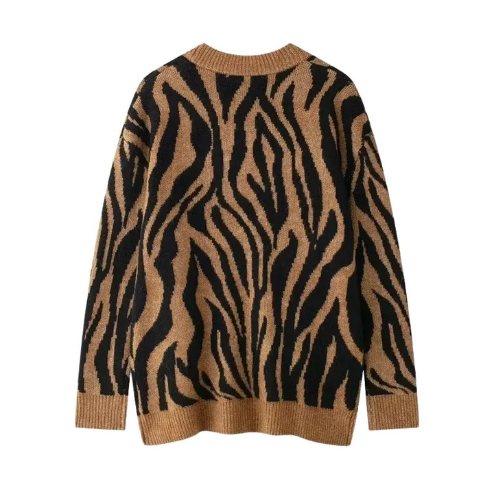 Cardigan Tricot Animal Print Casual