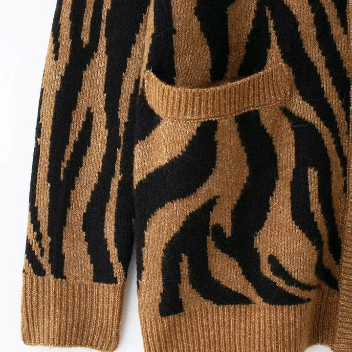 Cardigan Tricot Animal Print Casual