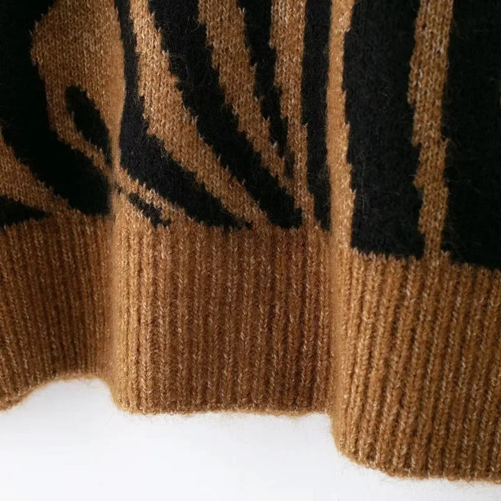 Cardigan Tricot Animal Print Casual