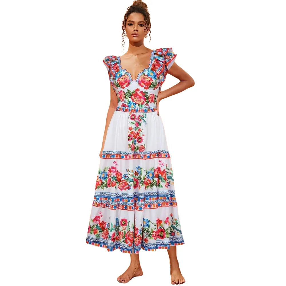 Maiô Babados Bouquet Vermelho