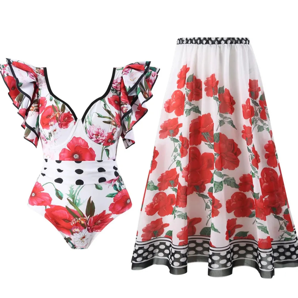 Maiô Babados Elegance Floral