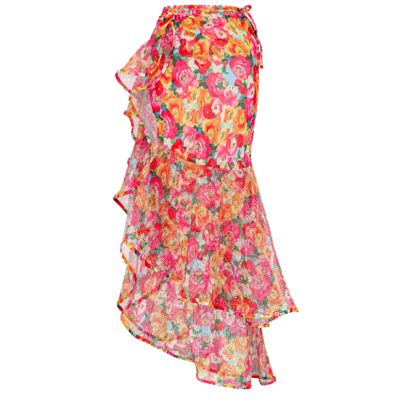 Maiô Flores Tropicais Com Babados Duplos - Poderosa