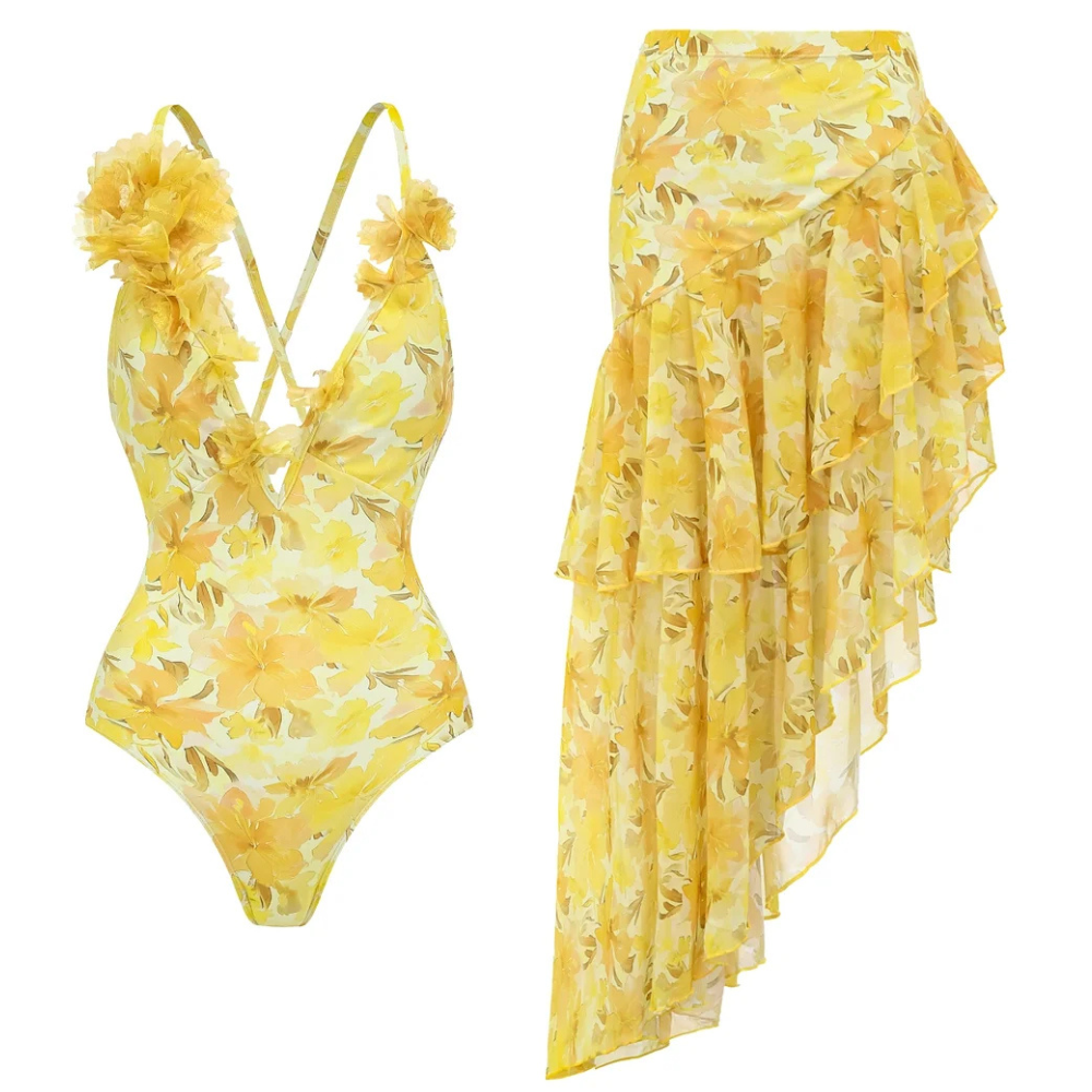 Maiô Lírio Amarelo Com Apliques 3D - Poderosa