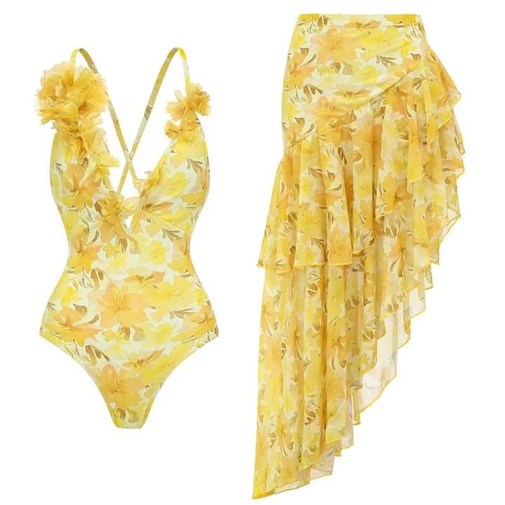 Maiô Lírio Amarelo Com Apliques 3D - Poderosa