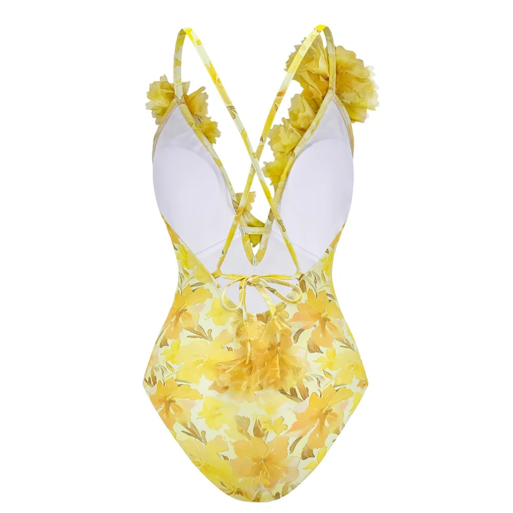 Maiô Lírio Amarelo Com Apliques 3D - Poderosa