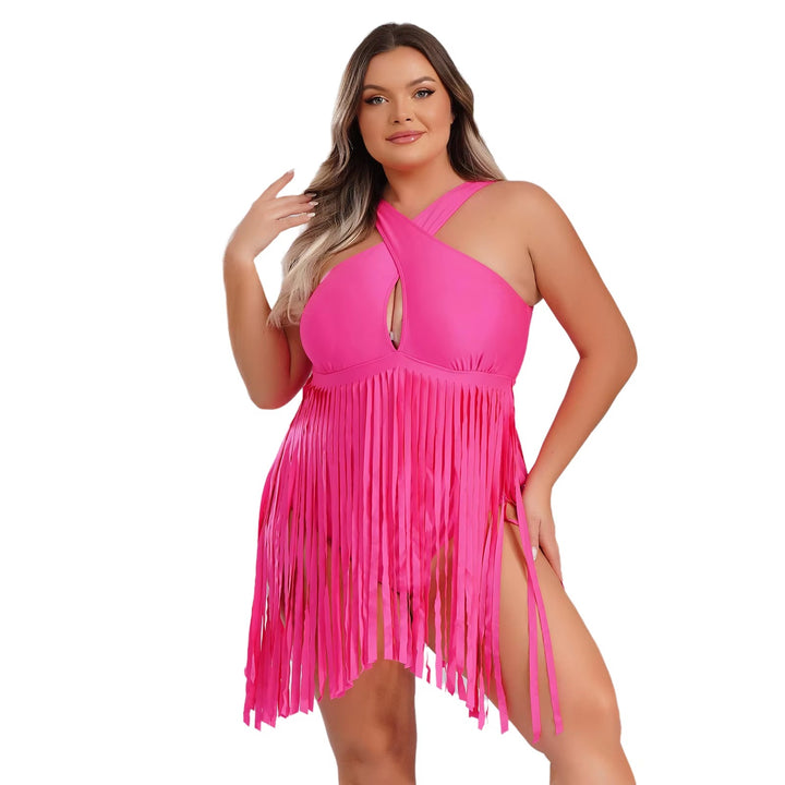 Maiô Plus Size Cruzado Com Franjas Rosa- Poderosa