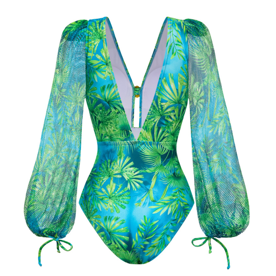 Maiô Verde Esmeralda Com Mangas