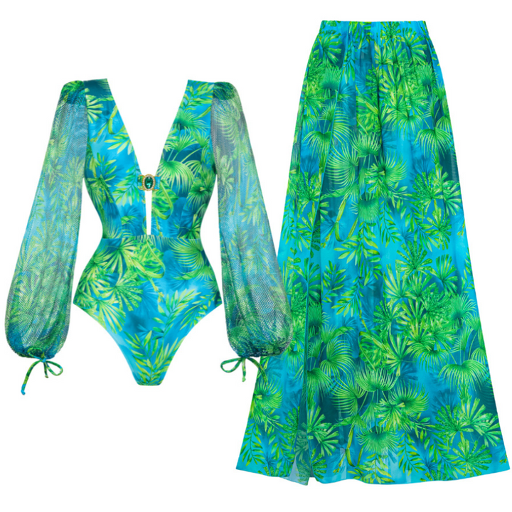 Maiô Verde Esmeralda Com Mangas