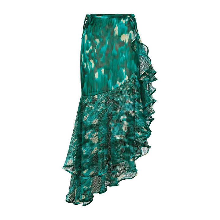 Maiô Verde Jade Babados Ombro a Ombro Poderosa