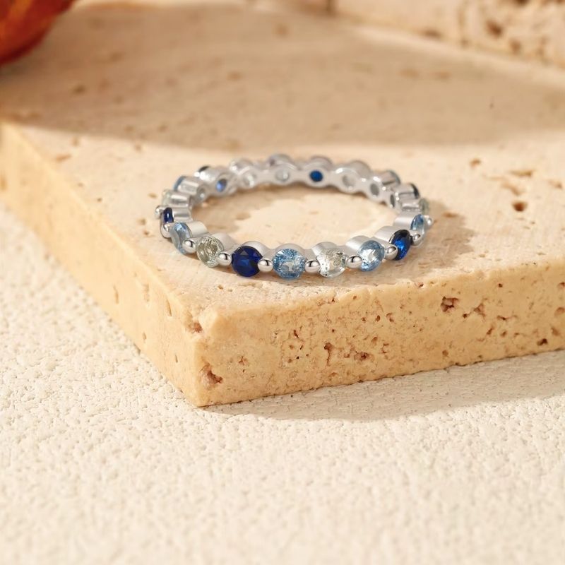 Anel Aurora Azul Prata 925