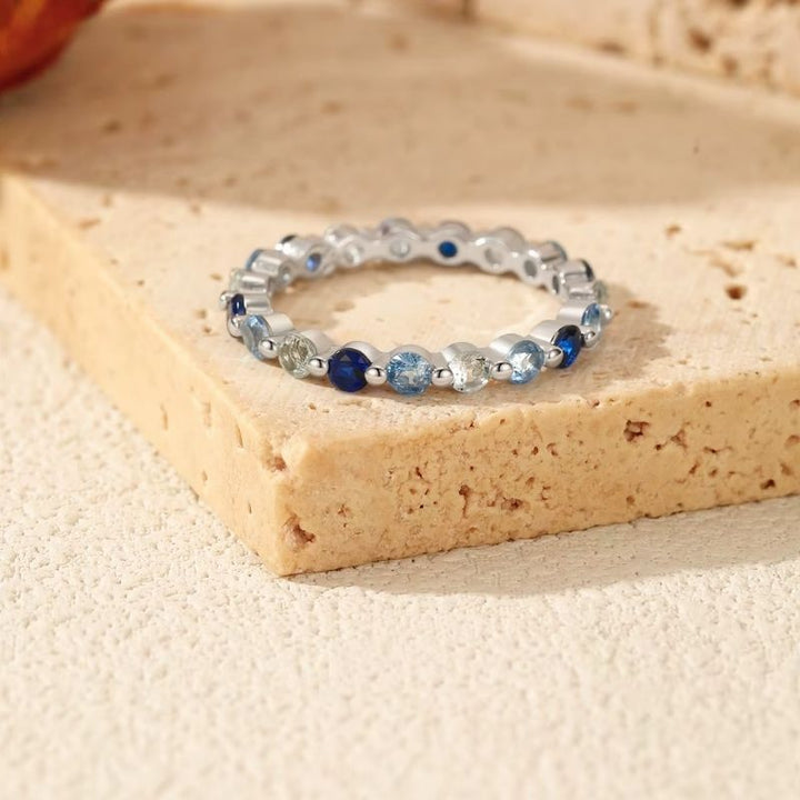 Anel Aurora Azul Prata 925