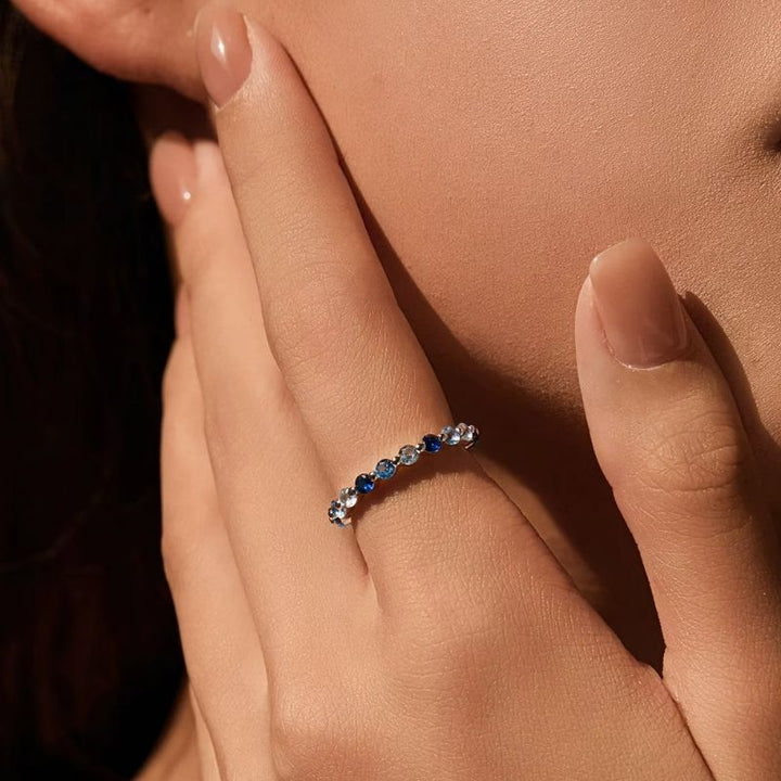 Anel Aurora Azul Prata 925