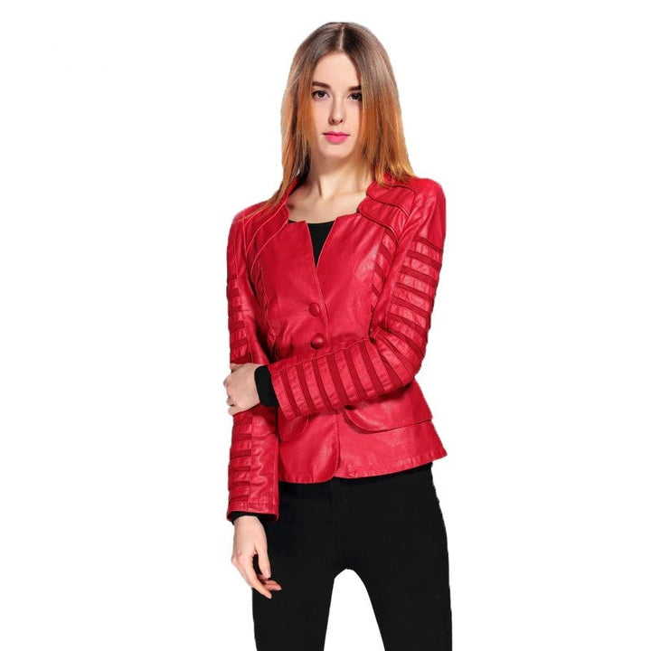 Jaqueta Couro Ecológico Recortes Plus Size