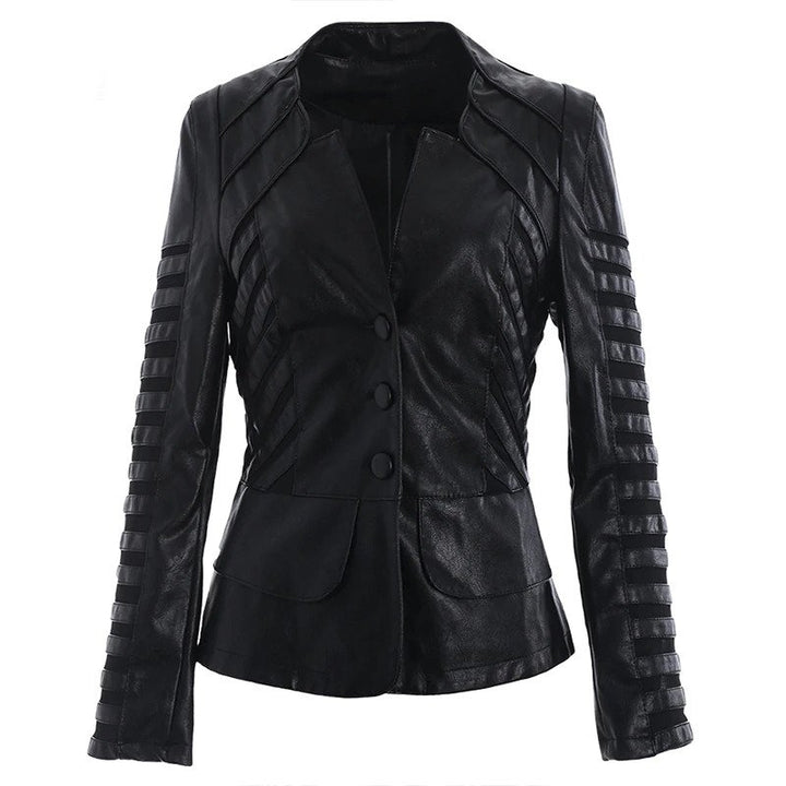 Jaqueta Couro Ecológico Recortes Plus Size