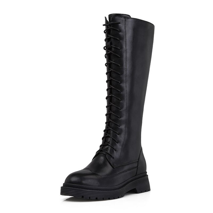 Bota Coturno Couro Com Forro de Pelos