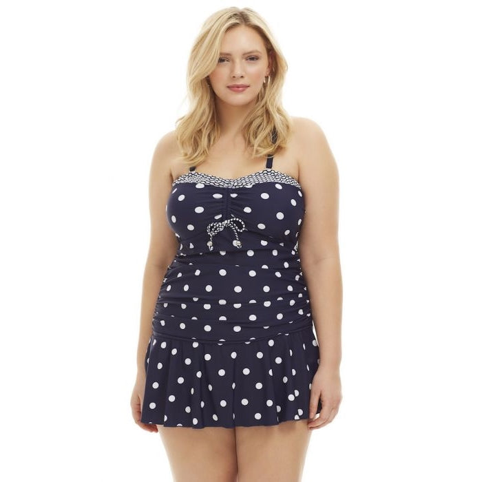 Maiô Swimdress Poá Retrô Plus Size