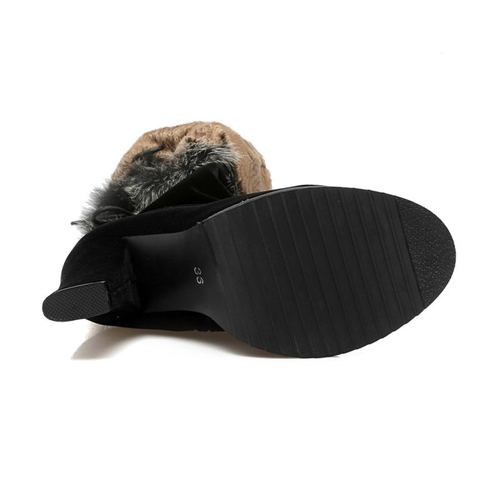 Bota Over The Knee Salto Alto Com Pelos