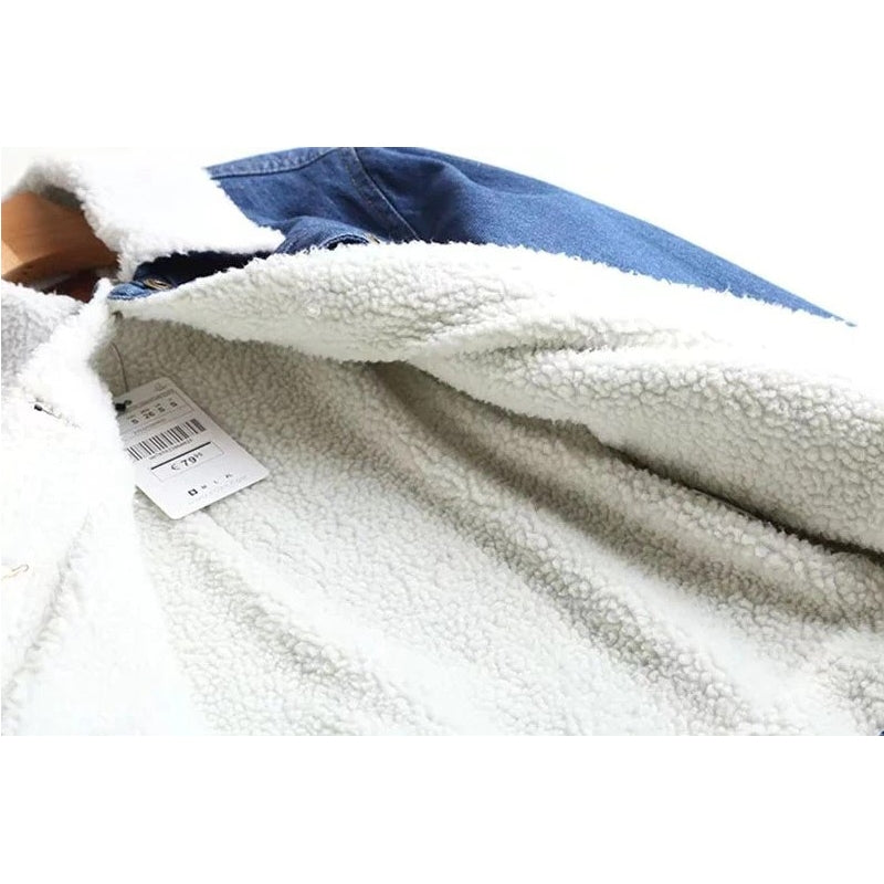 Jaqueta Jeans Feminina Forrada Com Pelos