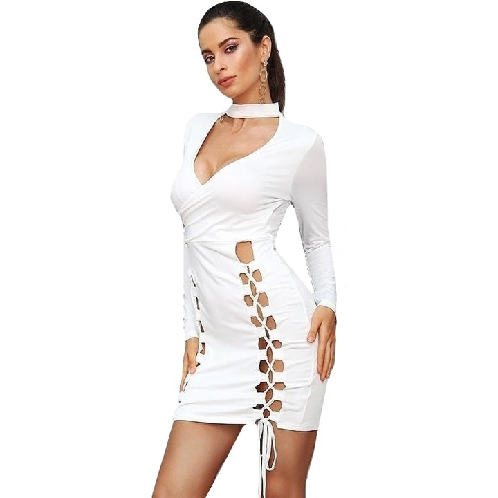 Vestido Choker Recortes Laterais