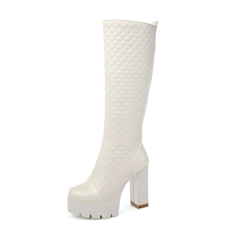 Bota Matelassê Cano Longo Tratorada Branca - Poderosa