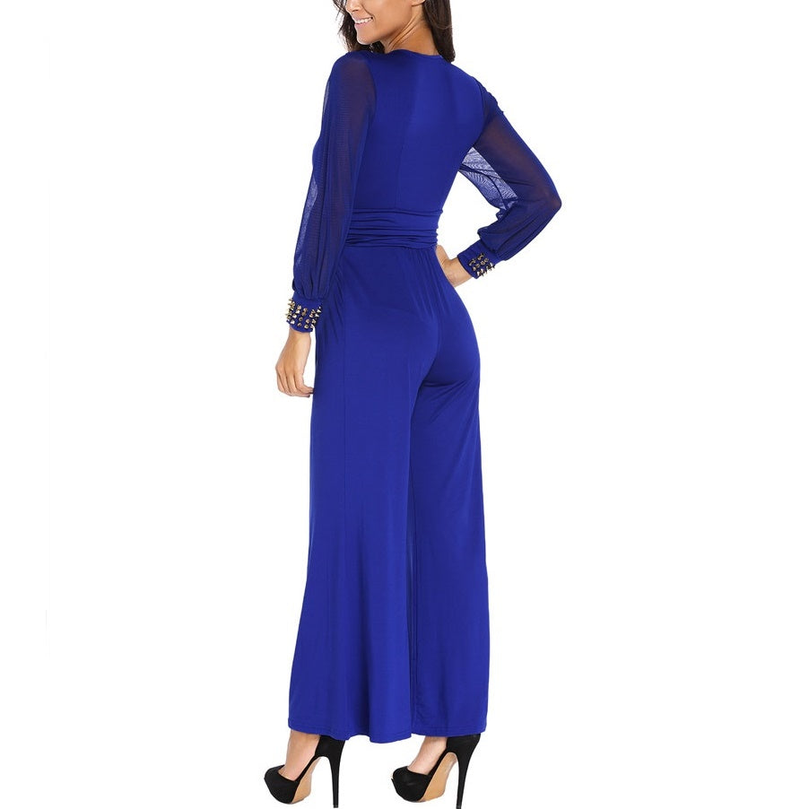 Macacão Pantalona Manga Tule