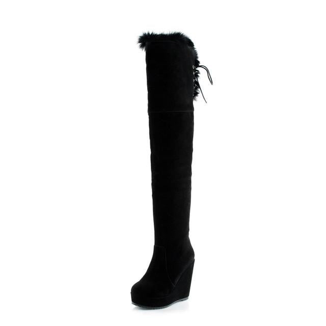 Bota Anabela Over The Knee Pelos