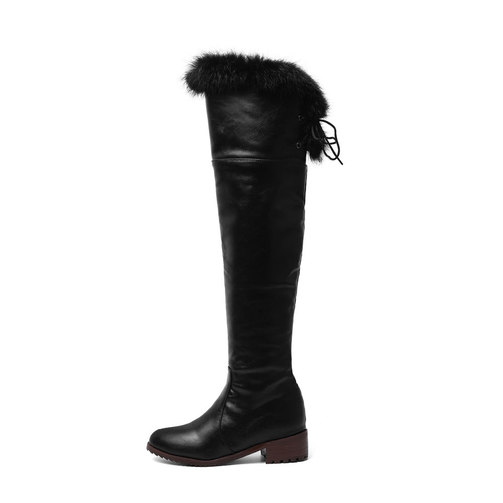 Bota Over the Knee Peluciada Com Laço