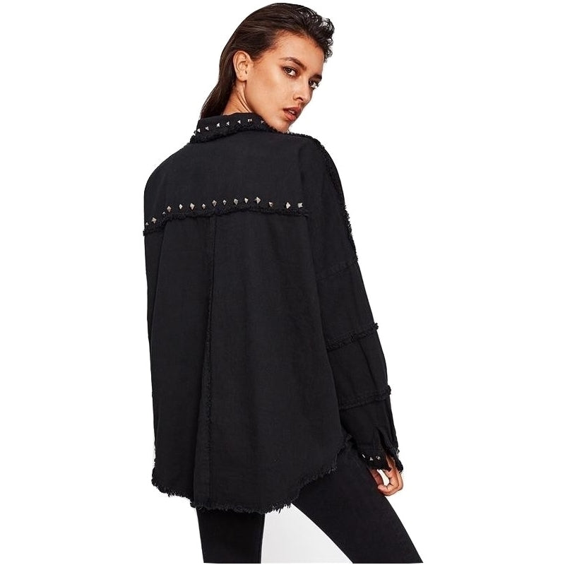 Jaqueta Jeans Preta Com Tachas