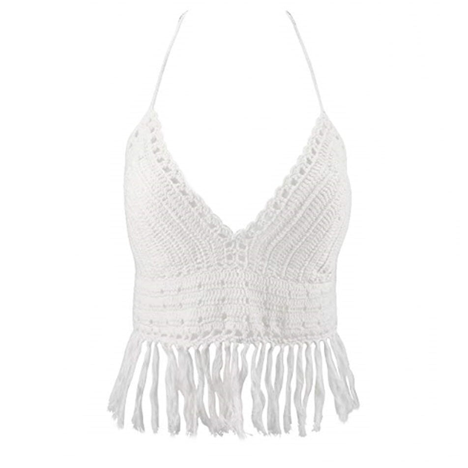 Biquíni Top Crochet Com Franjas