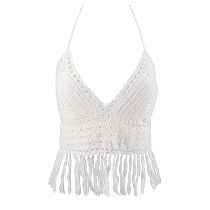 Biquíni Top Crochet Com Franjas