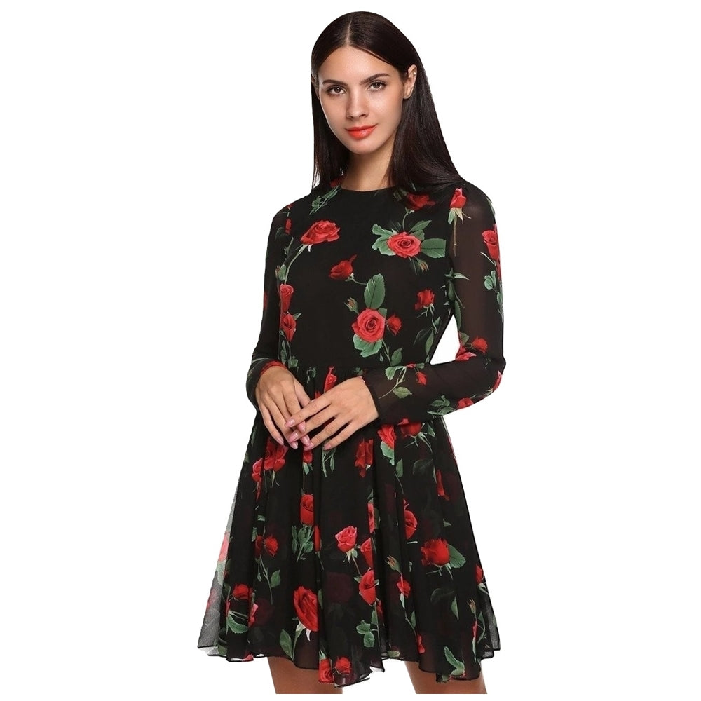 Vestido Evasê Plissado Floral