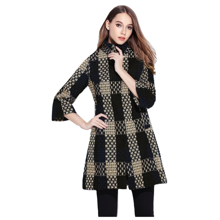 Sobretudo Xadrez Retrô Plus Size