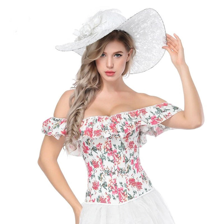 Corset Overbust Com Babado Floral