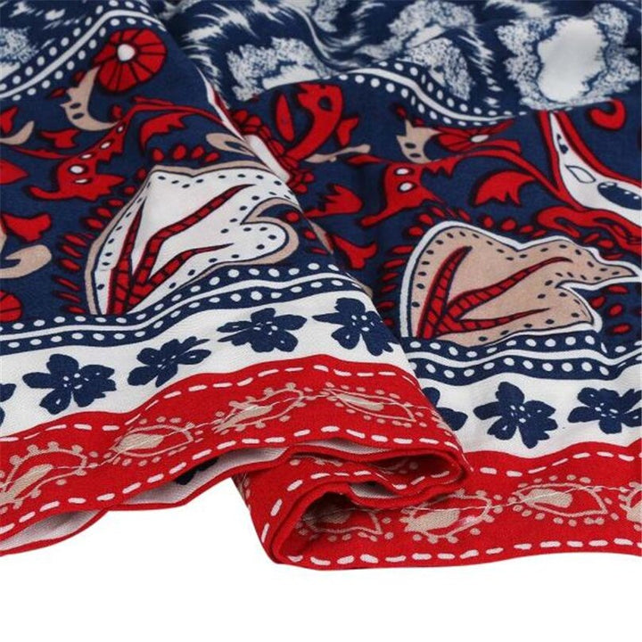 Vestido Manga Longa Estampado Azul