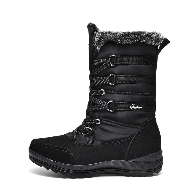 Bota Impermeável Snow Boot Com Pelos e Amarração