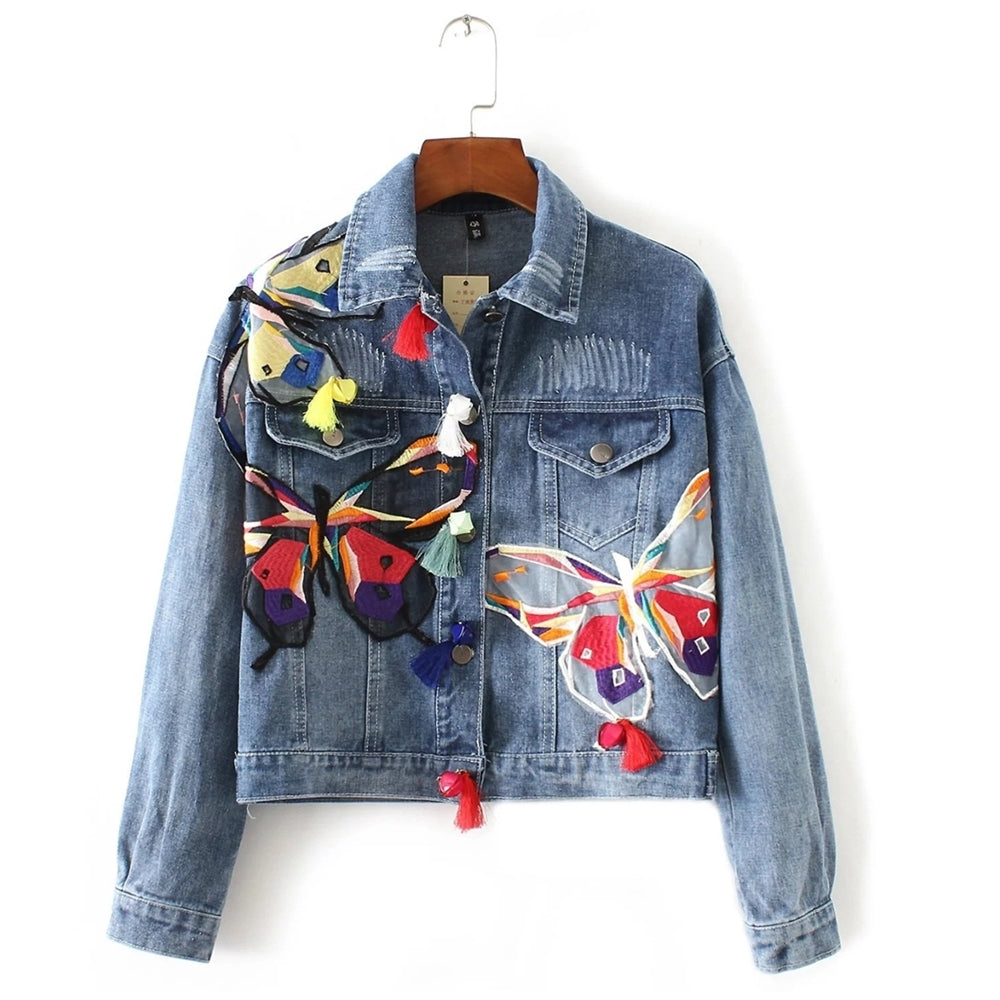 Jaqueta Denim Bordada Butterfly Dreams