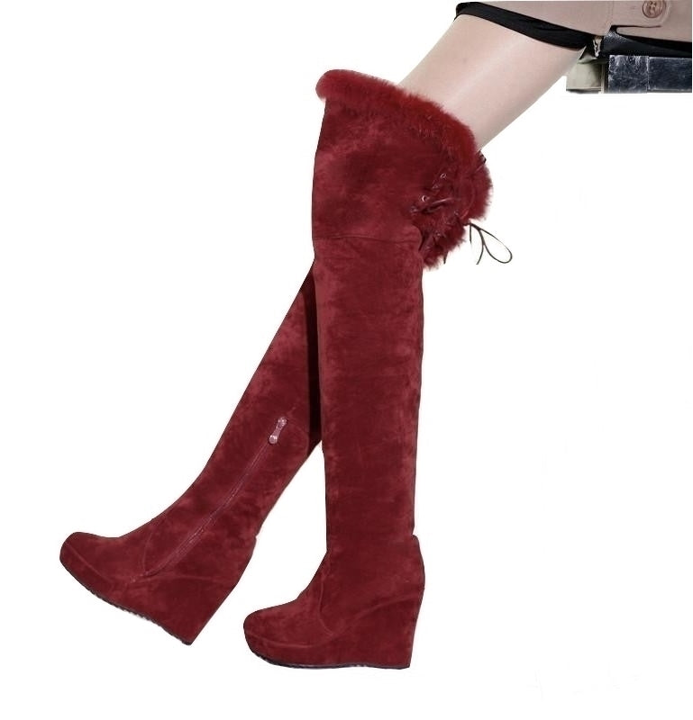 Bota Anabela Over The Knee Pelos