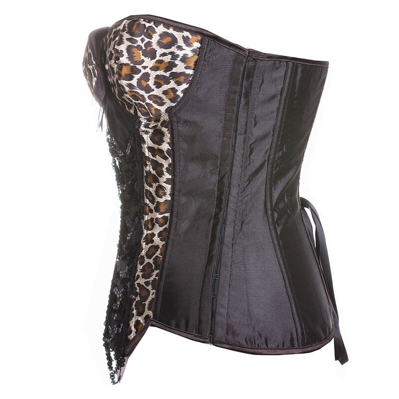 Corset Overbust Paetês Leopardo