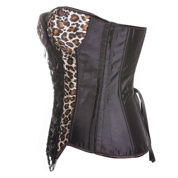 Corset Overbust Paetês Leopardo