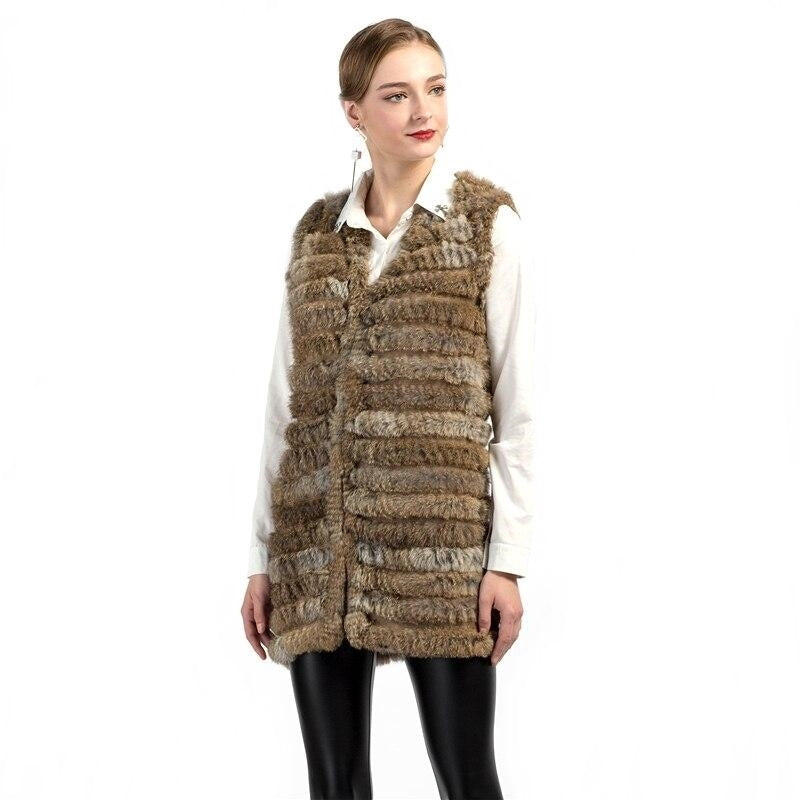 Colete Alongado de Pelos Bege