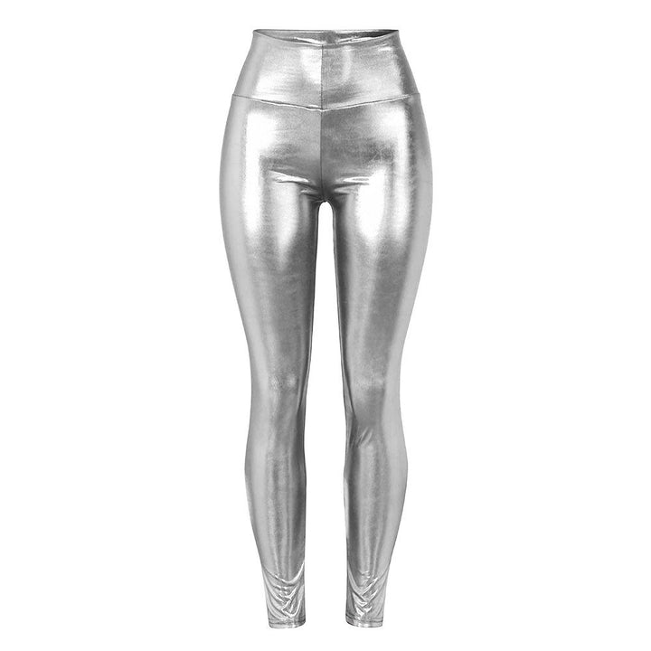 Calça Legging Metalizada Cintura Alta